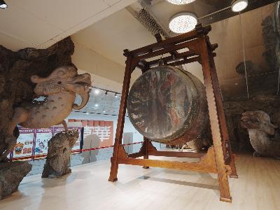 The century-old Buddhist Drum on display