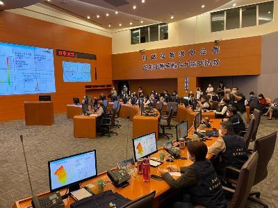  City officials observing the drill at the Emergency Operations Center