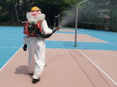 Disinfection work at school campuses