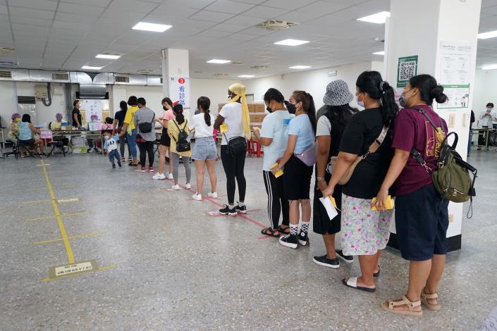 People lining up to receive their shots