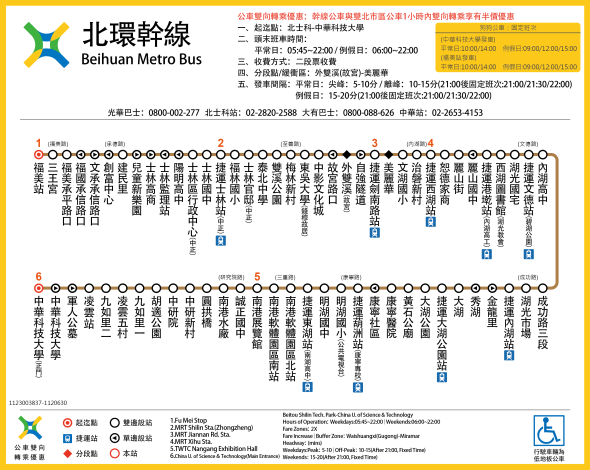 Route map of the new Beihuan Metro Bus