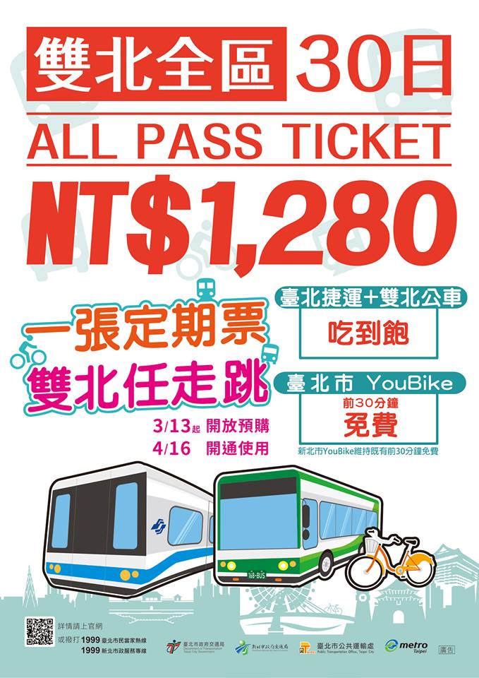 Introducing the “All Pass”: Your Monthly Pass to Taipei’s Public Transit System