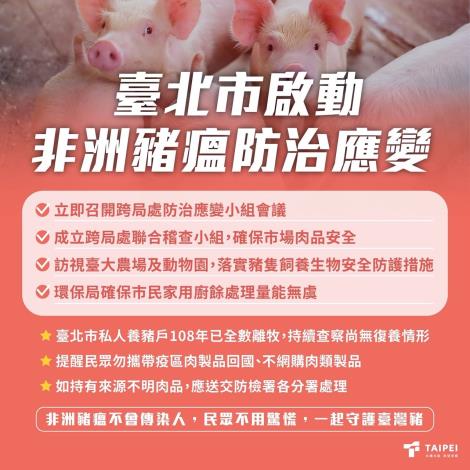臺北市啟動非洲豬瘟防治應變