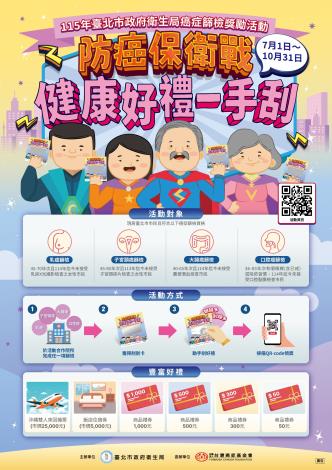 「防癌保衛戰：健康好禮一手刮」活動海報