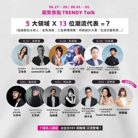 「潮對流｜趨勢焦點TRENDY Talk」熱烈開講中，13位重磅講者接力上場