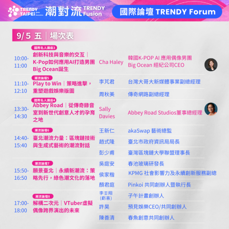 《潮對流｜國際論壇》9月5日場次表