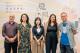 合照（左起聲動樂團樂手Scott、團長謝韻雅、文化局陳譽馨副局長、駐市詩人柯琳娜、策展人鴻鴻）