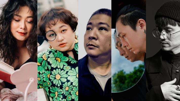 《如如在耳》演出人員，圖左起： 楊智淳 Chih-Chun YANG、賴玟君 Wen-Chun LAI（由娩娩工作室授權提供）、林文尹 Wen-Yin LIN、曾伯豪 Po Hao TSENG、林宏宇（大雨）BRain Lin