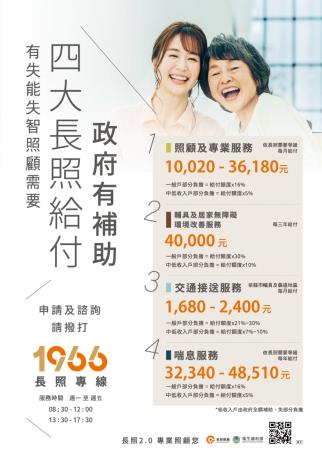 衛生福利部-四大長照給付海報(失能失智)