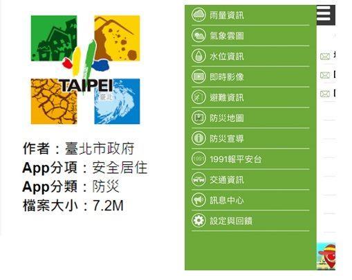台北市行動防災APP 提供民眾掌握即時水情資訊