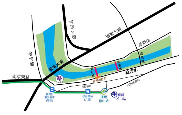 成美左岸河濱公園花海 交通示意圖