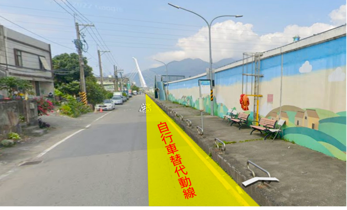 洲美大橋至社子大橋(濕地生態解說小築)旁牽引道改道動線9-3