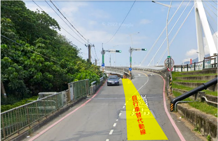 洲美大橋至社子大橋(濕地生態解說小築)旁牽引道改道動線9-4