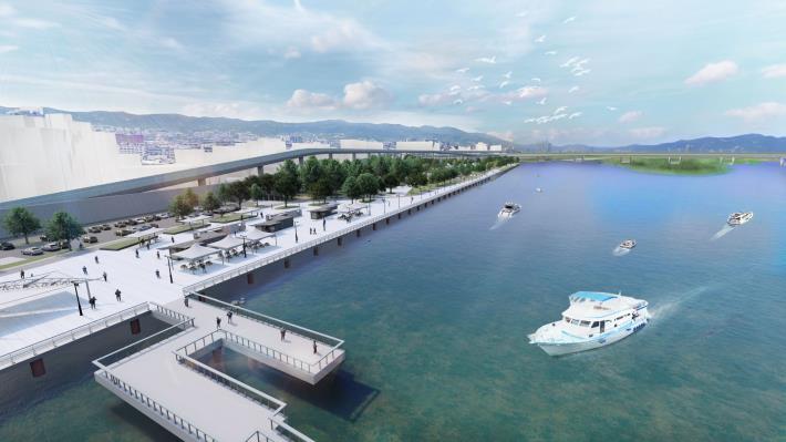 淡水河岸空間環境改造模擬圖 大稻埕碼頭拓寬