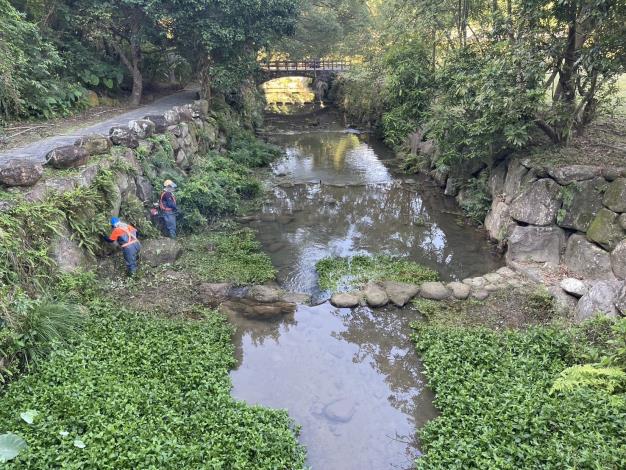 大溝溪生態治水園區清疏施工中 