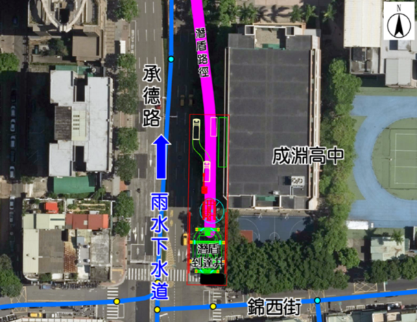 潛盾到達井 位置示意圖