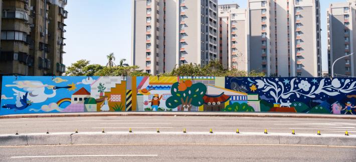 石牌橋往北投左側堤壁彩繪美化完工