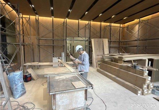 1F北向大廳牆面施作