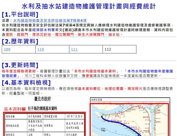 水利及抽水站建造物維護管理計畫與經費統計