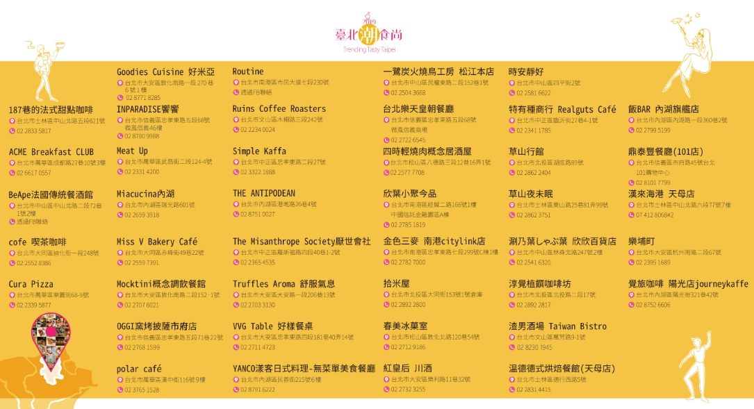「臺北潮食尚」推薦餐廳名單