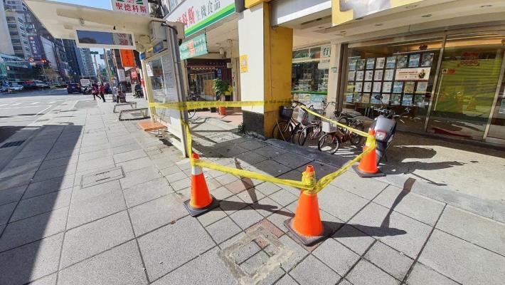 外牆剝落圈圍警示帶