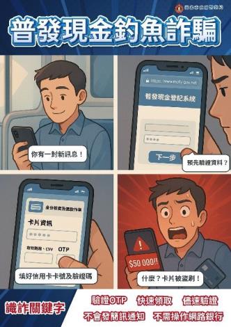 臺北市政府警察局打詐臺北隊114年11月份反詐宣導素材-普發現金宣導海報-1