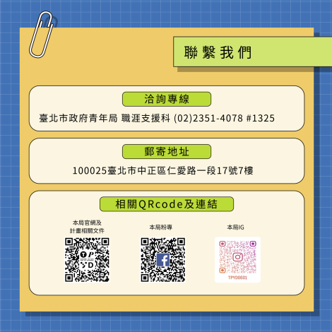 圖片6：聯繫青年局的方式及相關QRcode及連結