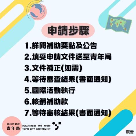 圖片5.臺北市政府促進青年國際發展補助要點申請步驟