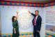 Director General Yadav of the India Taipei Association, and Commissioner Yi-hsi Chou of the Department for Youth, Taipei City Government, leave their handprints together to paint a mandala