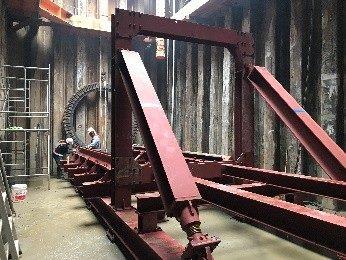 Launch frame and reaction frame installation
