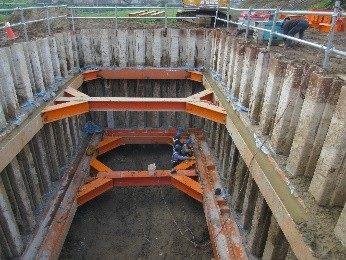 H-steel supports for the TBM launching shaft