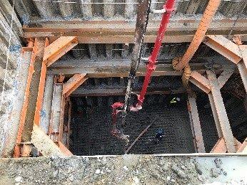Concrete foundation casting for the TBM launching shaft