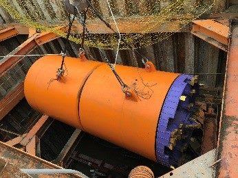 TBM lowering into shaft