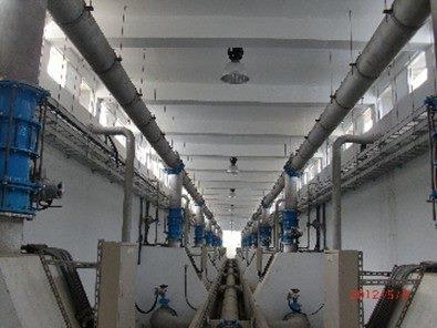 Piping gallery for the rapid filtration reservoir