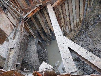 Cross-section of cut culvert