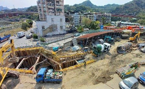 Aerial view of the worksite