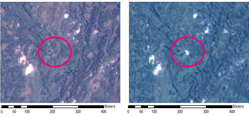 圖三、山坡地衛星影像變異分析