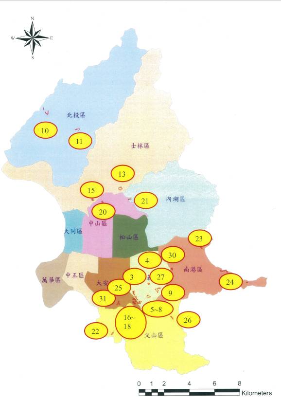 本市24處山坡地老舊聚落分佈位置
