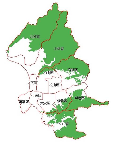 圖1臺北市山坡地範圍圖