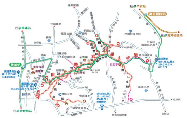 附圖1、仙跡岩風景區登山步道地圖