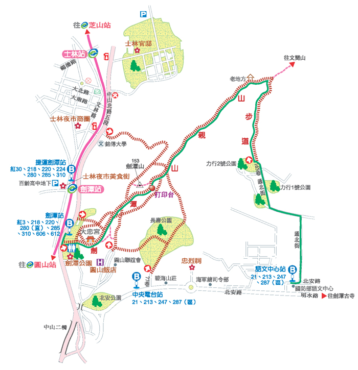 圓山風景區登山步道地圖