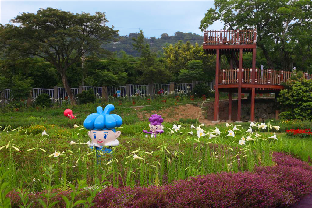 Taiwanese lilies in the center: the “sea of lilies” and viewing platform at Neishuangxi Nature Center