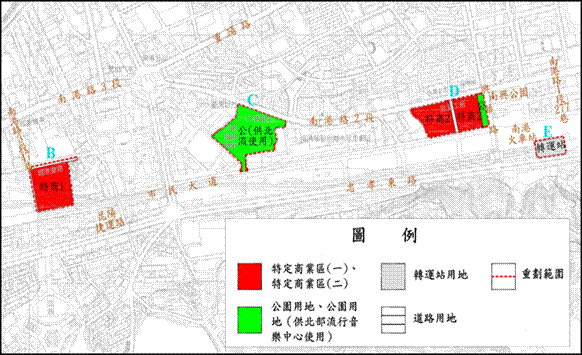 南港三期市地重劃區範圍示意圖