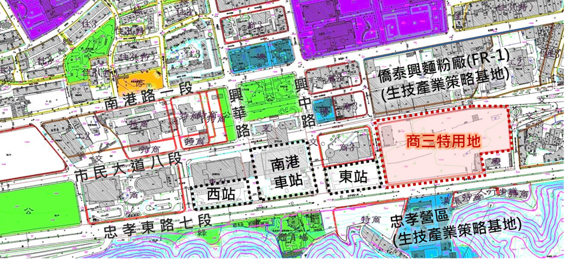 南港車站周邊道路示意圖