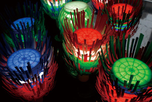 Artistic lantern installations are set up by artists in the neighborhood of Jhongshan MRT Station in Taipei. (Photo courtesy of Department of Cultural Affairs, Taipei City Government)
