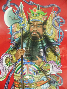 A painting of a door god by Liu Chia-chen which is currently on show along with others in the Dadaocheng Theater until August 28, 2011. (photo by Psyche Cho, Taiwan News)
