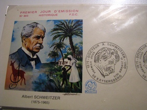 A postage stamp of Albert Schweitzer, the Father of Africa, who was awarded the Nobel Peace Prize in 1953. (Photo by Yali Chen / Taiwan News)