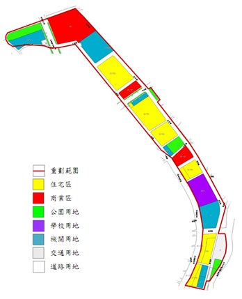 士林區第二期市地重劃範圍及土地使用分區示意圖