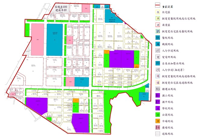 松山區第二期市地重劃範圍及土地使用分區示意圖