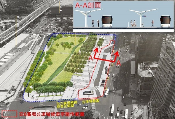 交六廣場候車亭完成示意圖